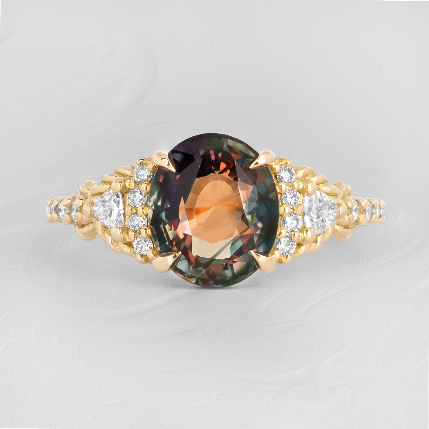 'The Siren' Bi colour orange and brown sapphire and diamond ring  product image