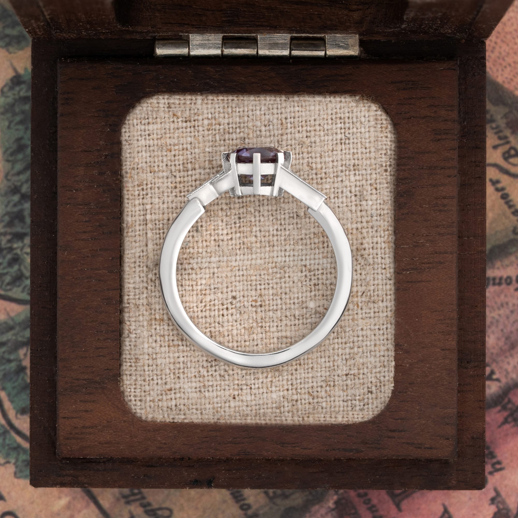 Alexandrite and diamond engagement ring — 3