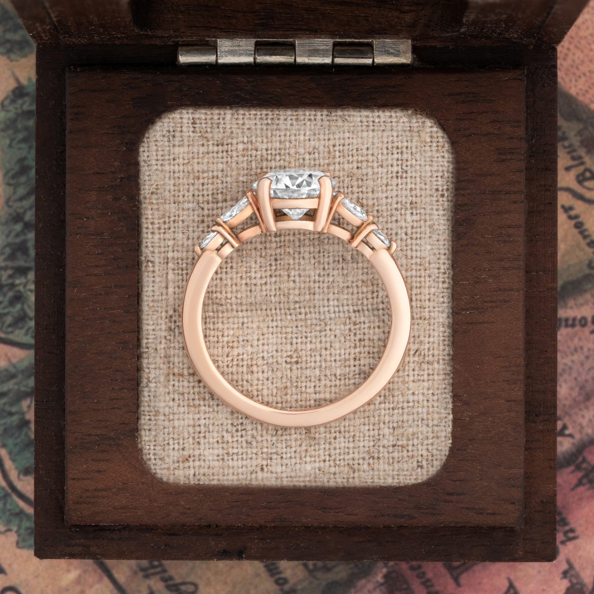 Moissanite and pear shape Diamond engagement ring — 3