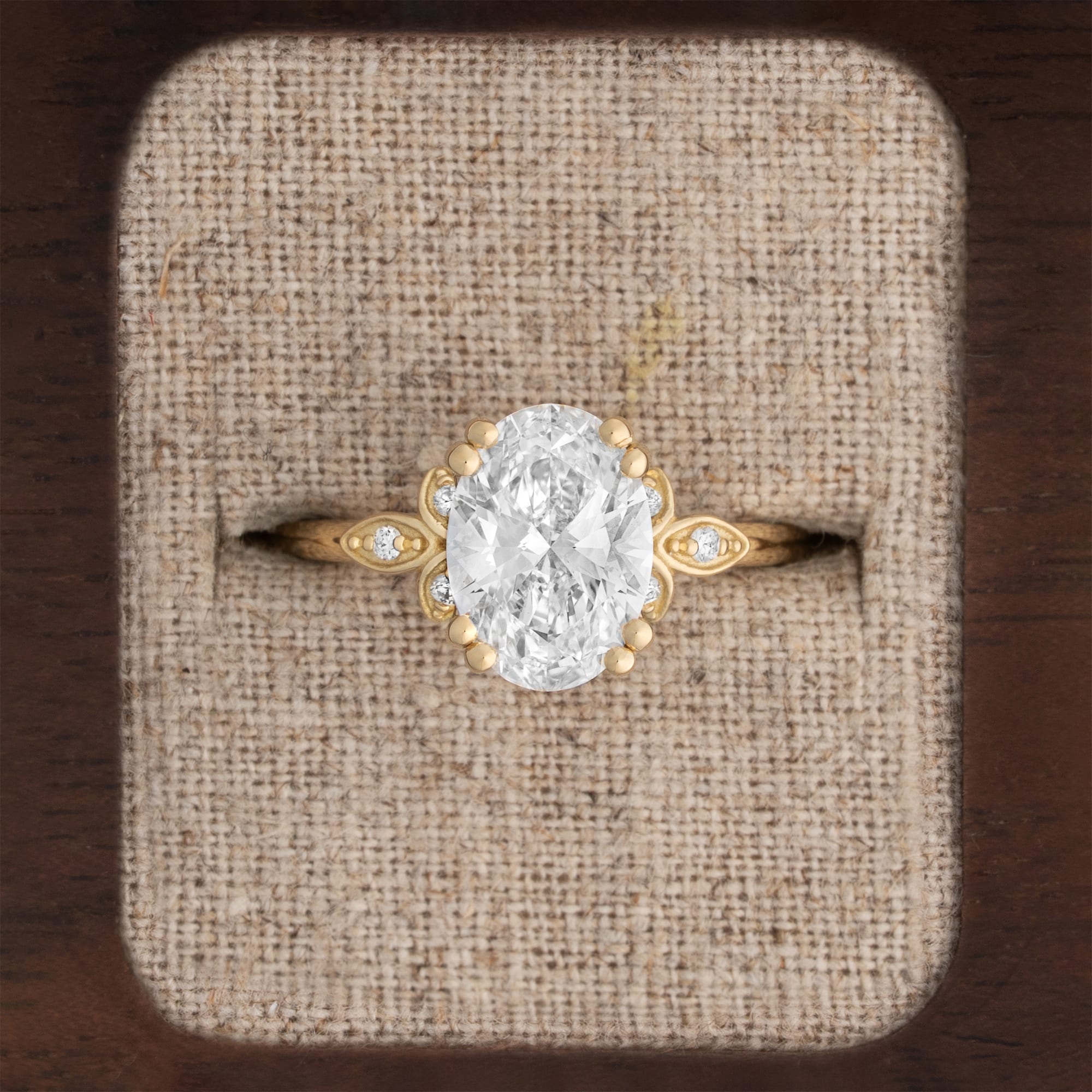 'Leaf & Blossom' Oval lab-grown diamond ring