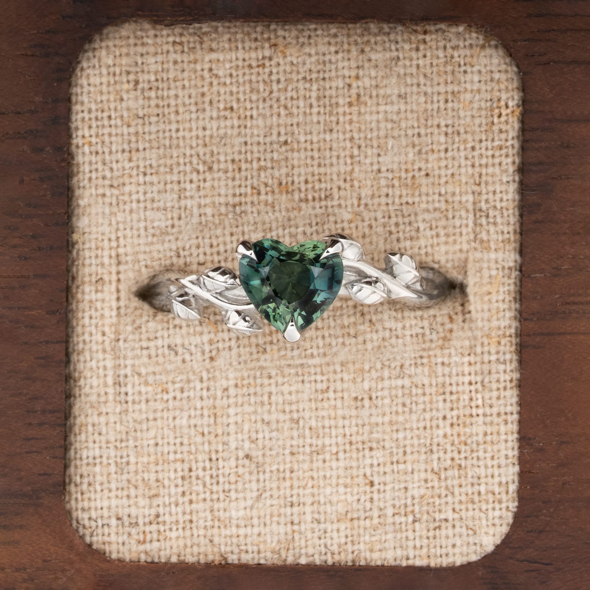 'Venus' Heart shape teal sapphire solitaire ring product image