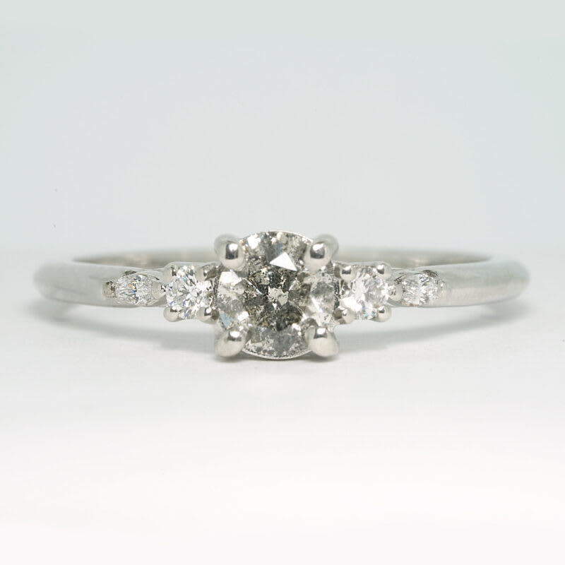 Salt and pepper diamond engagement 5 stone ring product image