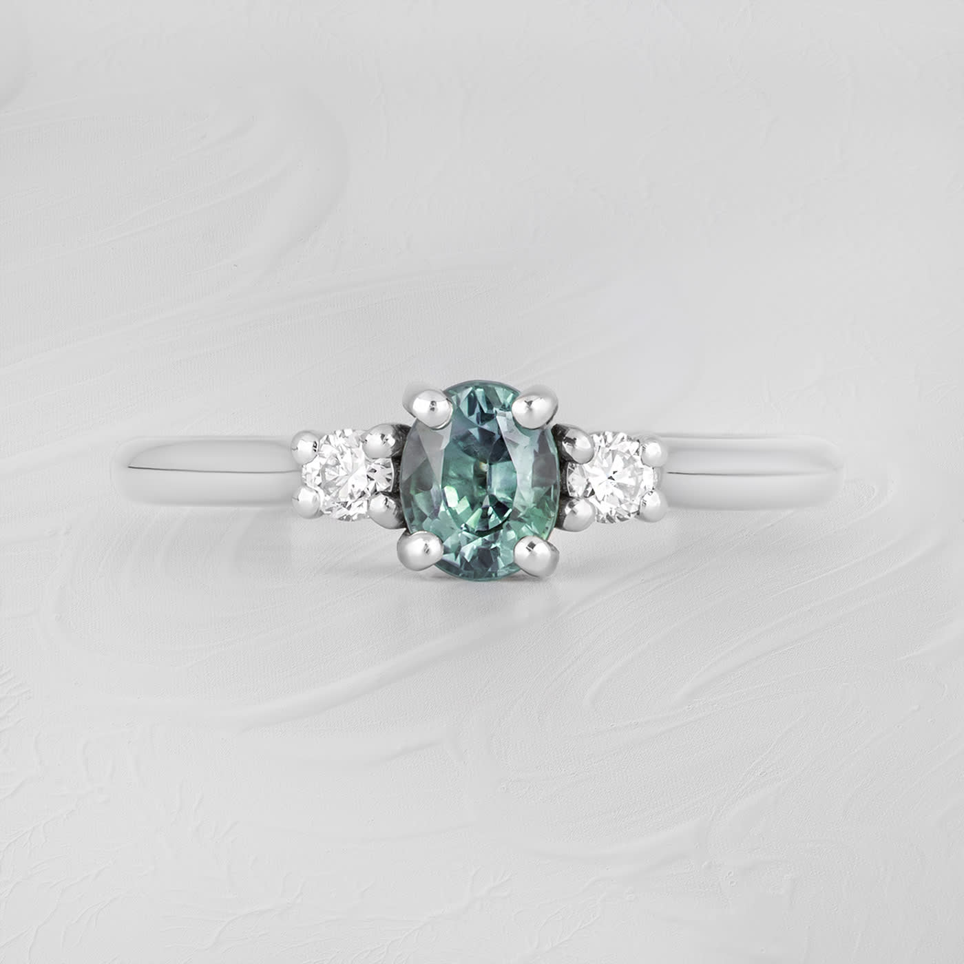 Teal sapphire and diamond ring product image
