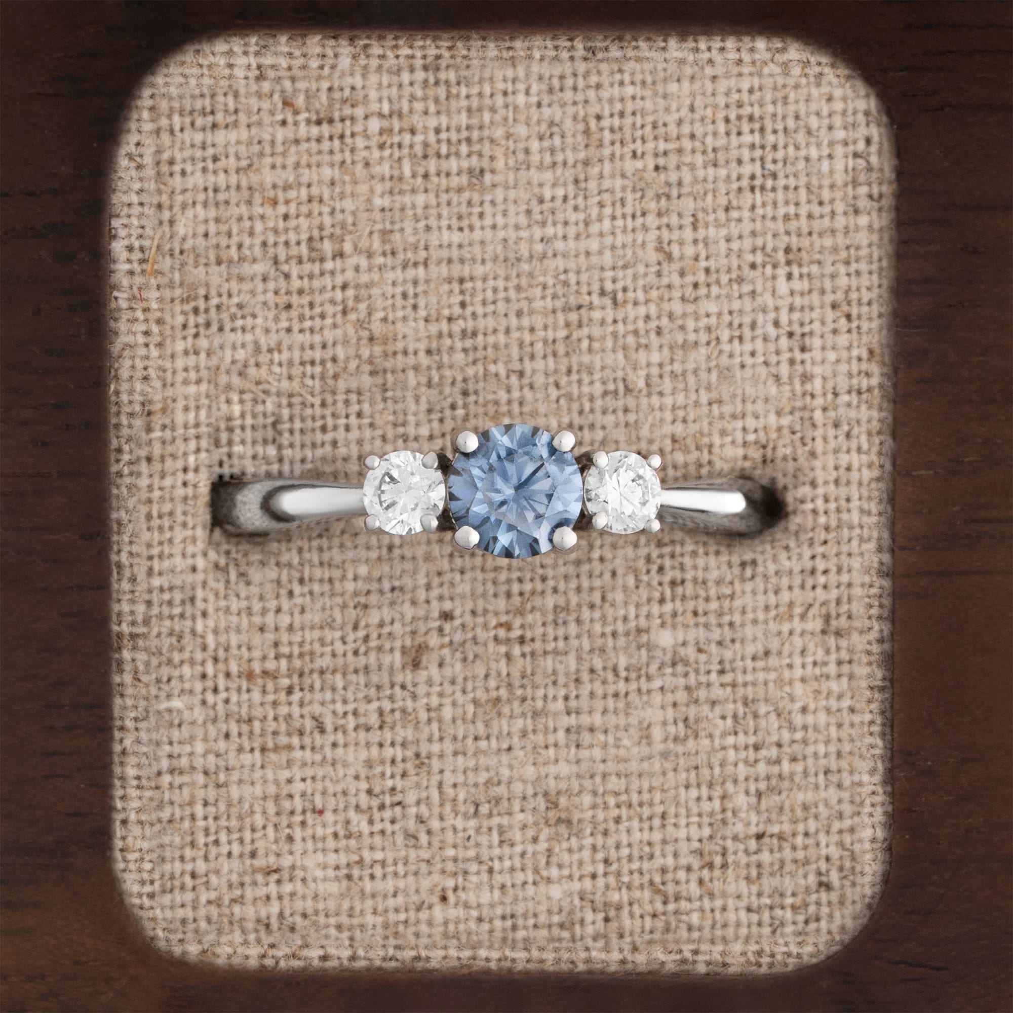 Grey moissanite trilogy engagement ring  — 1