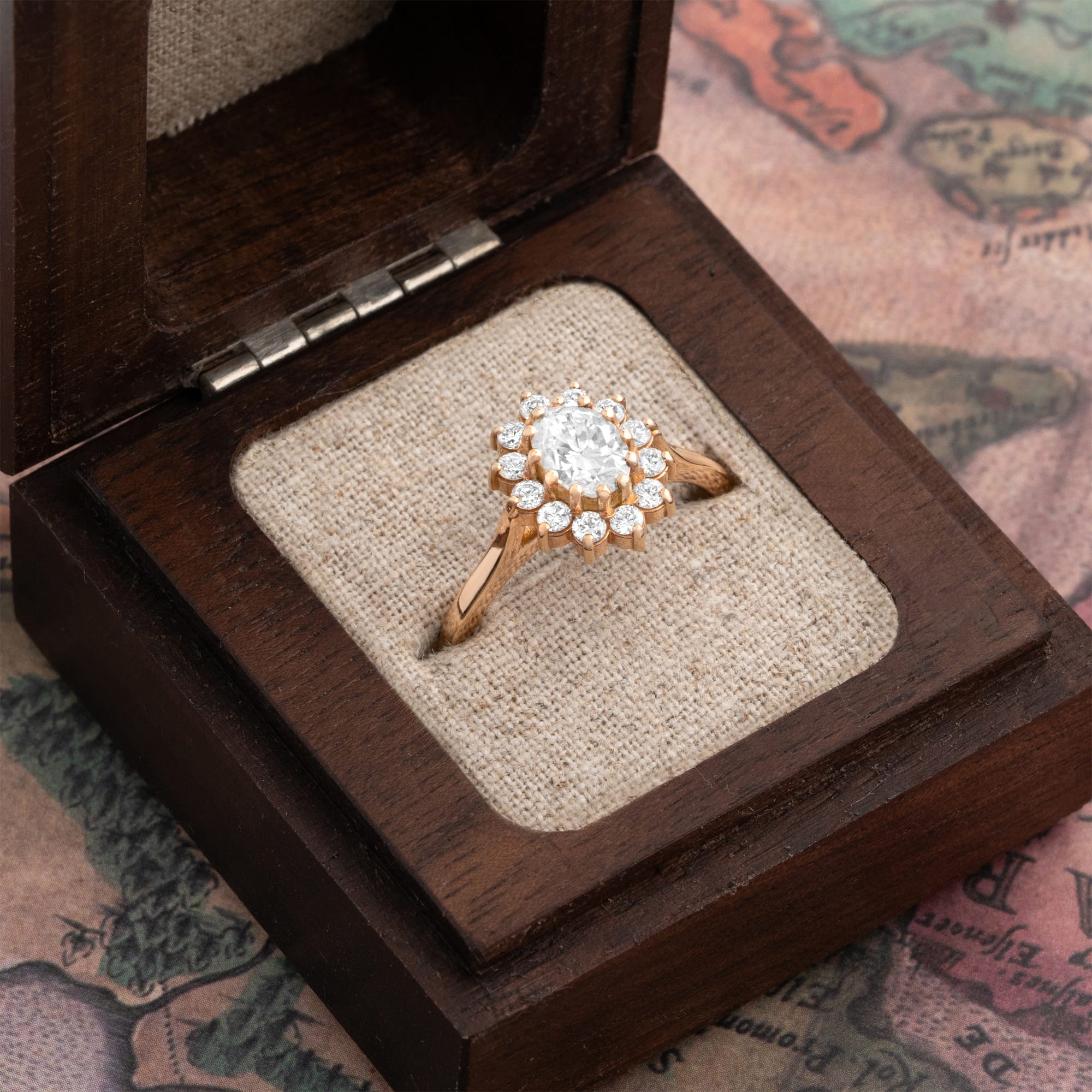 Oval moissanite and lab diamond cluster ring — 3