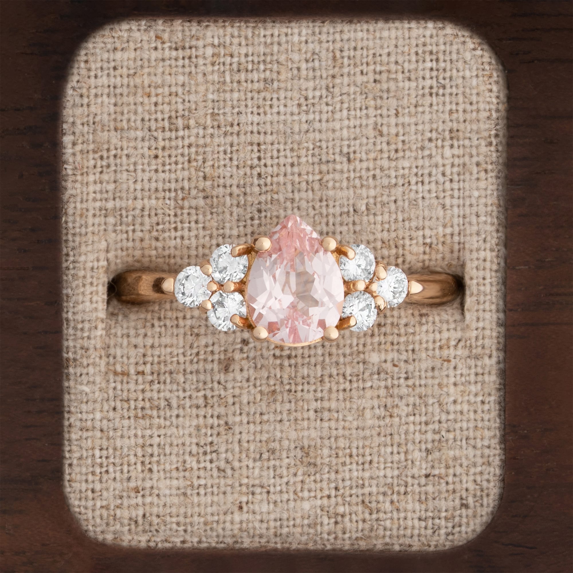Pear cut champagne sapphire and diamond engagement ring  — 1