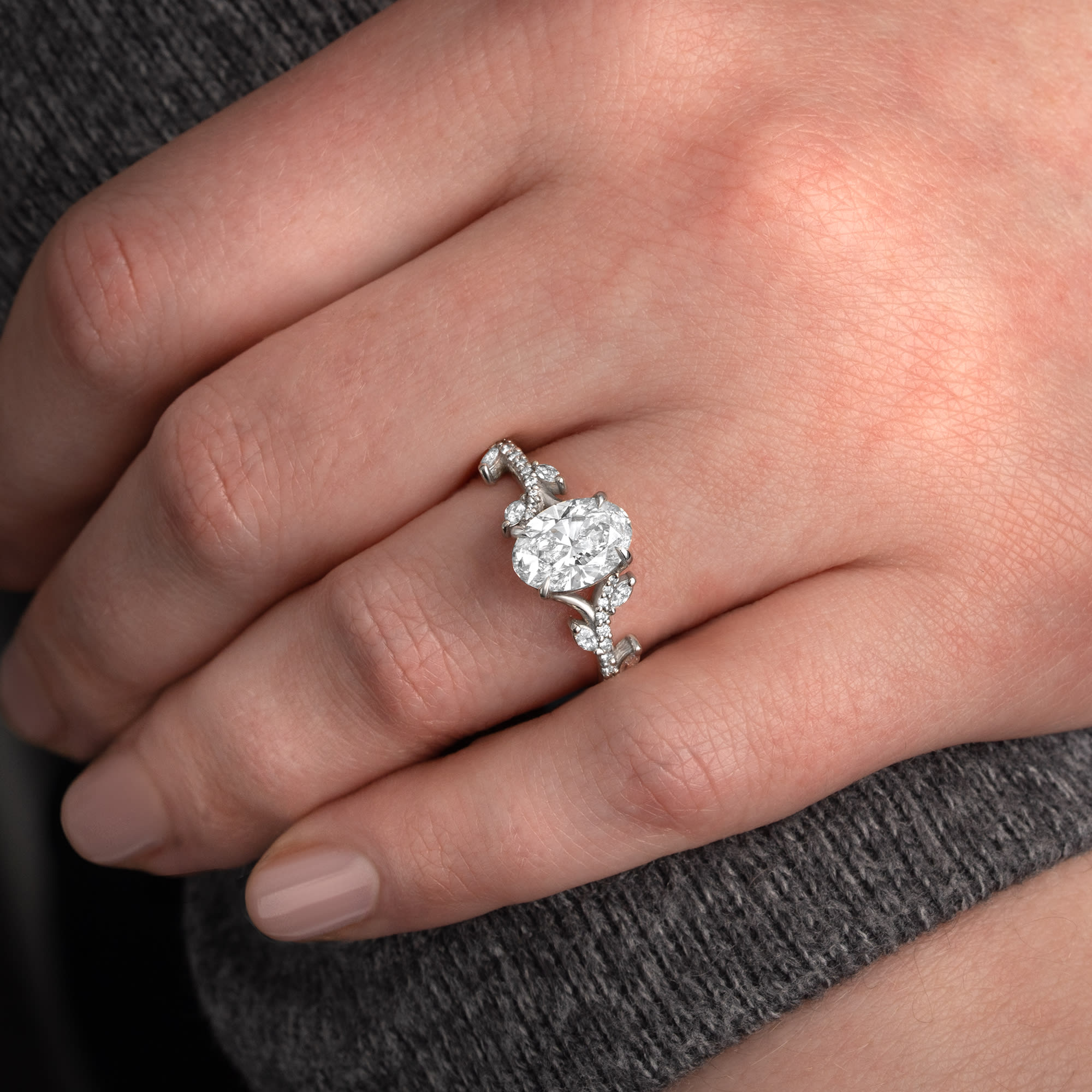 'Whispering Leaves' lab grown diamond ring