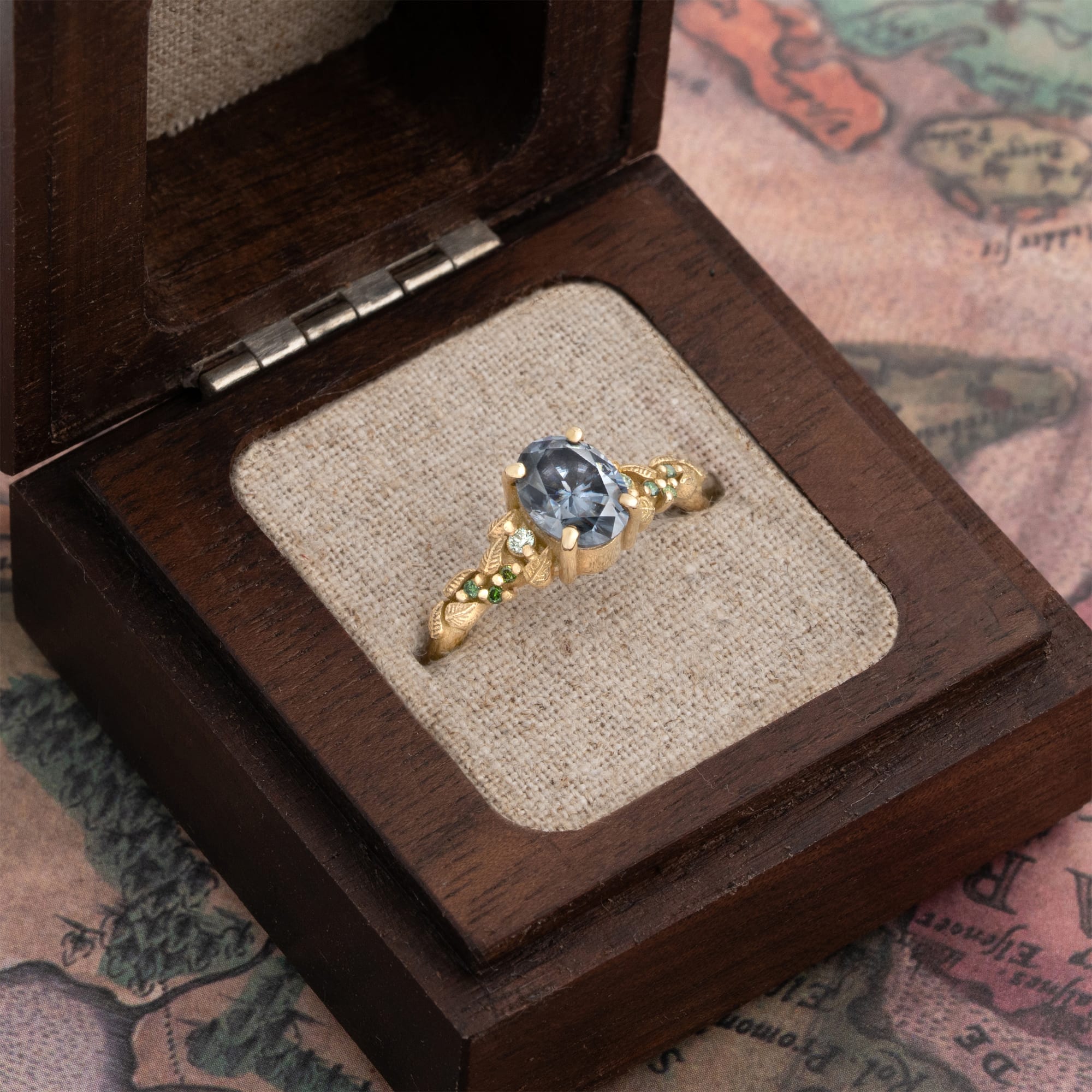 Nature inspired midnight grey moissanite ring — 2