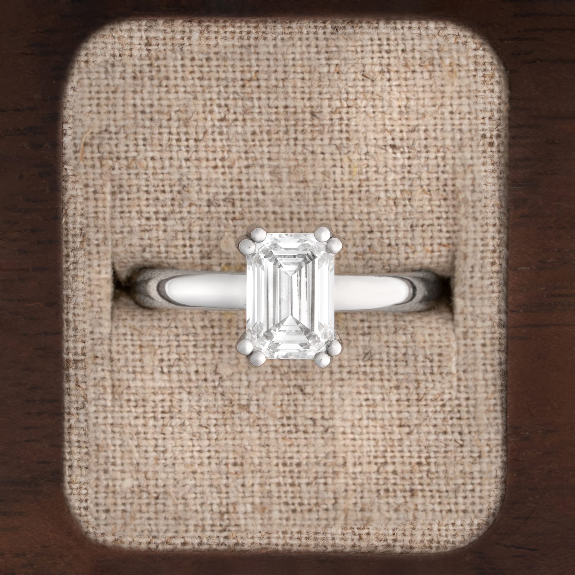 Emerald lab diamond solitaire ring 