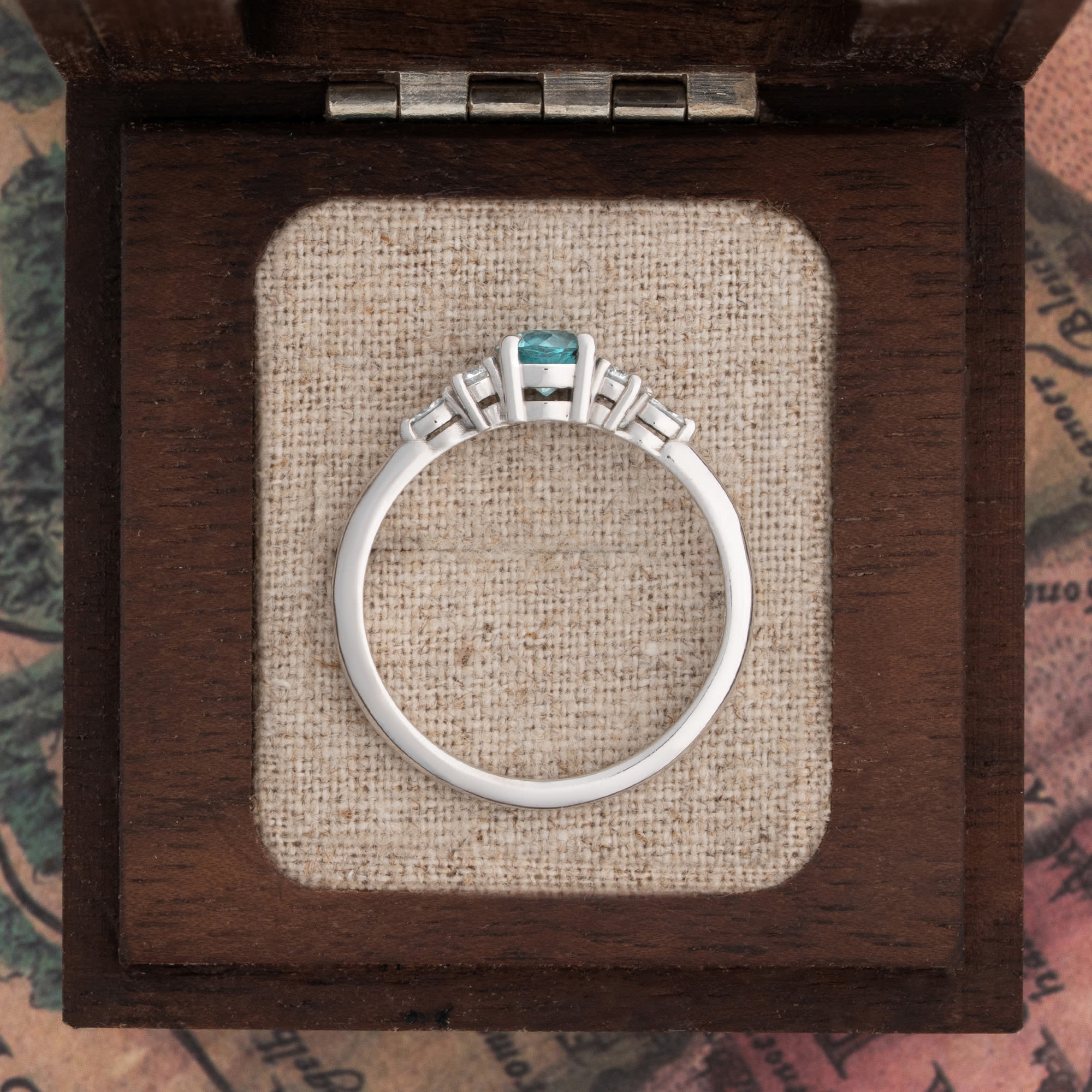 Lab mint sapphire and diamond engagement ring — 3
