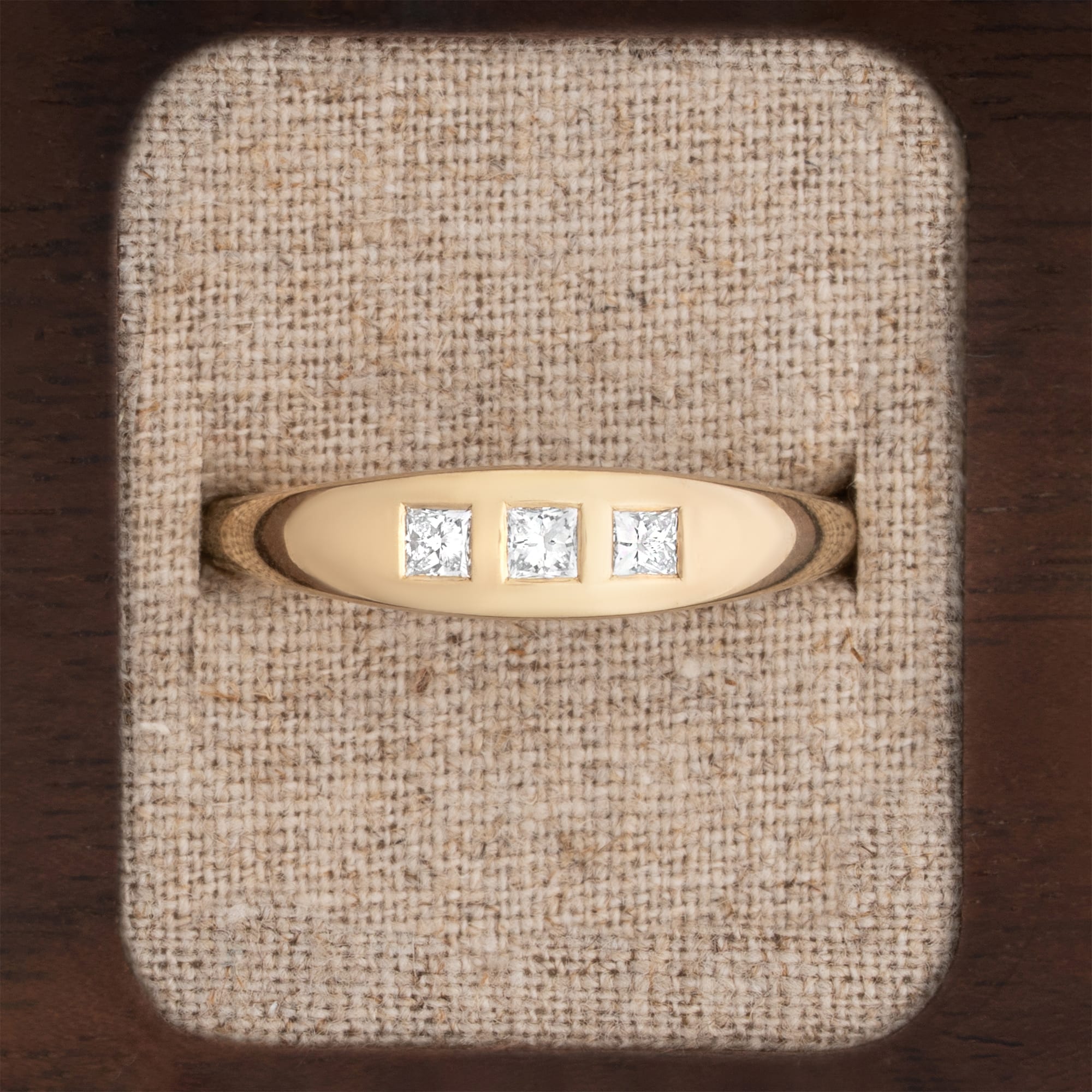 Princess cut lab diamond tapered band