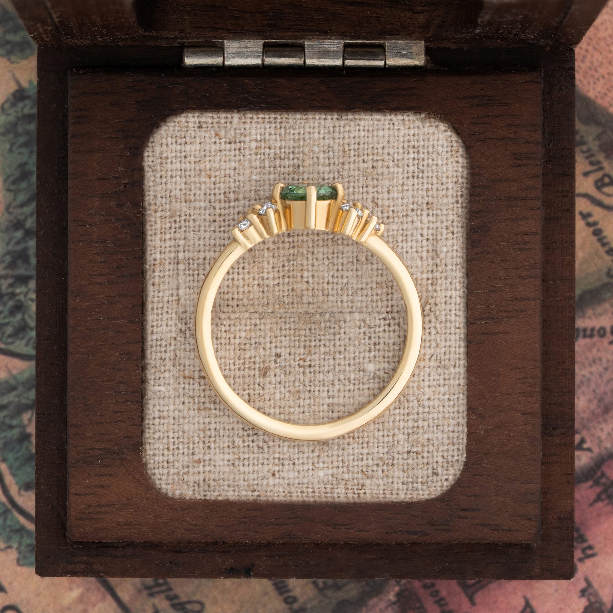 Lab grown green sapphire and diamond ring  — 5