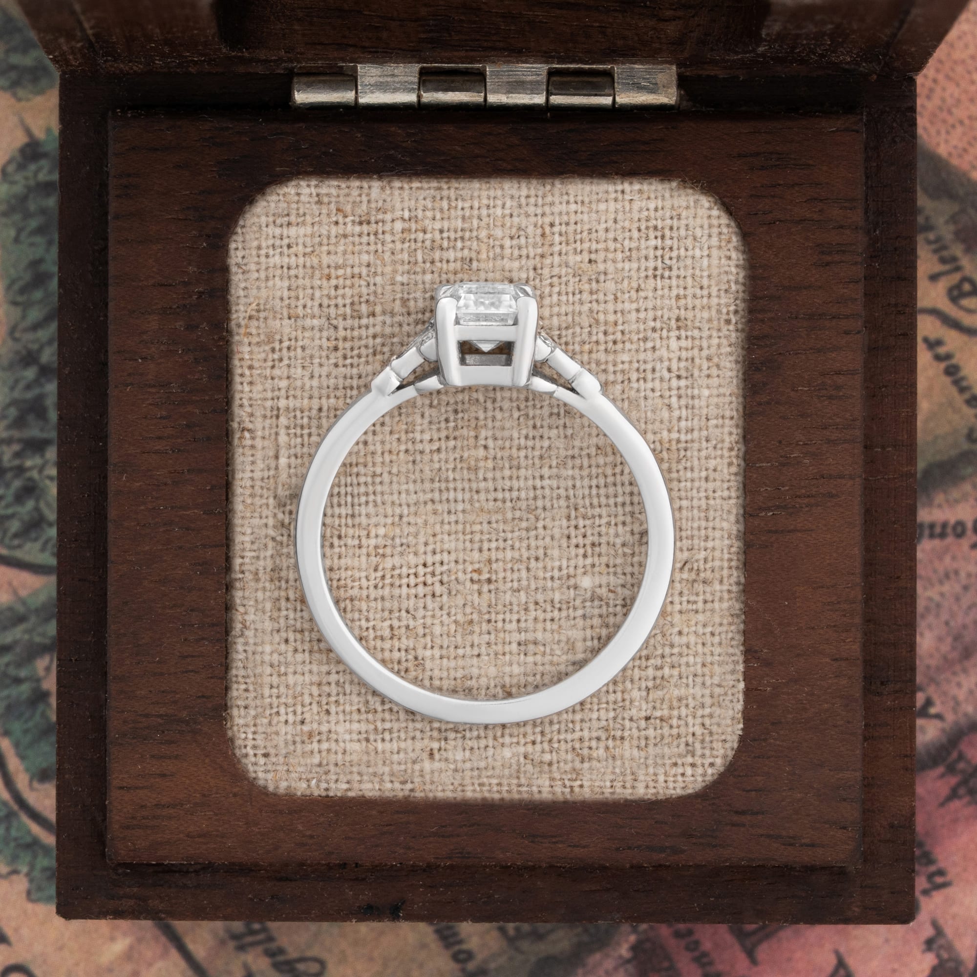 Emerald cut Moissanite and diamond engagement ring — 4