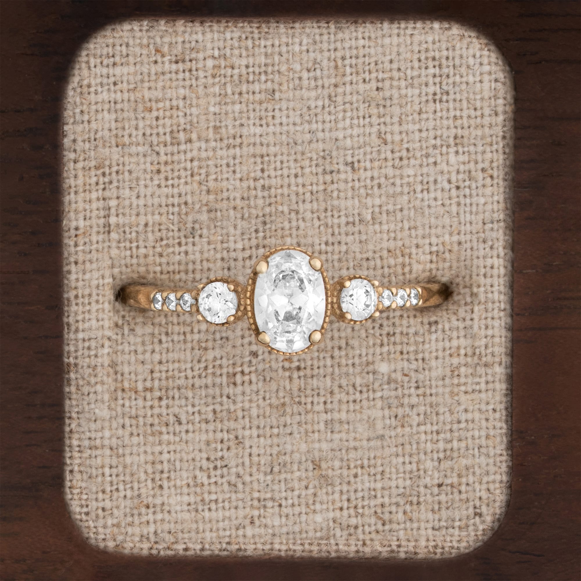 Oval lab grown diamond trilogy ring  — 1