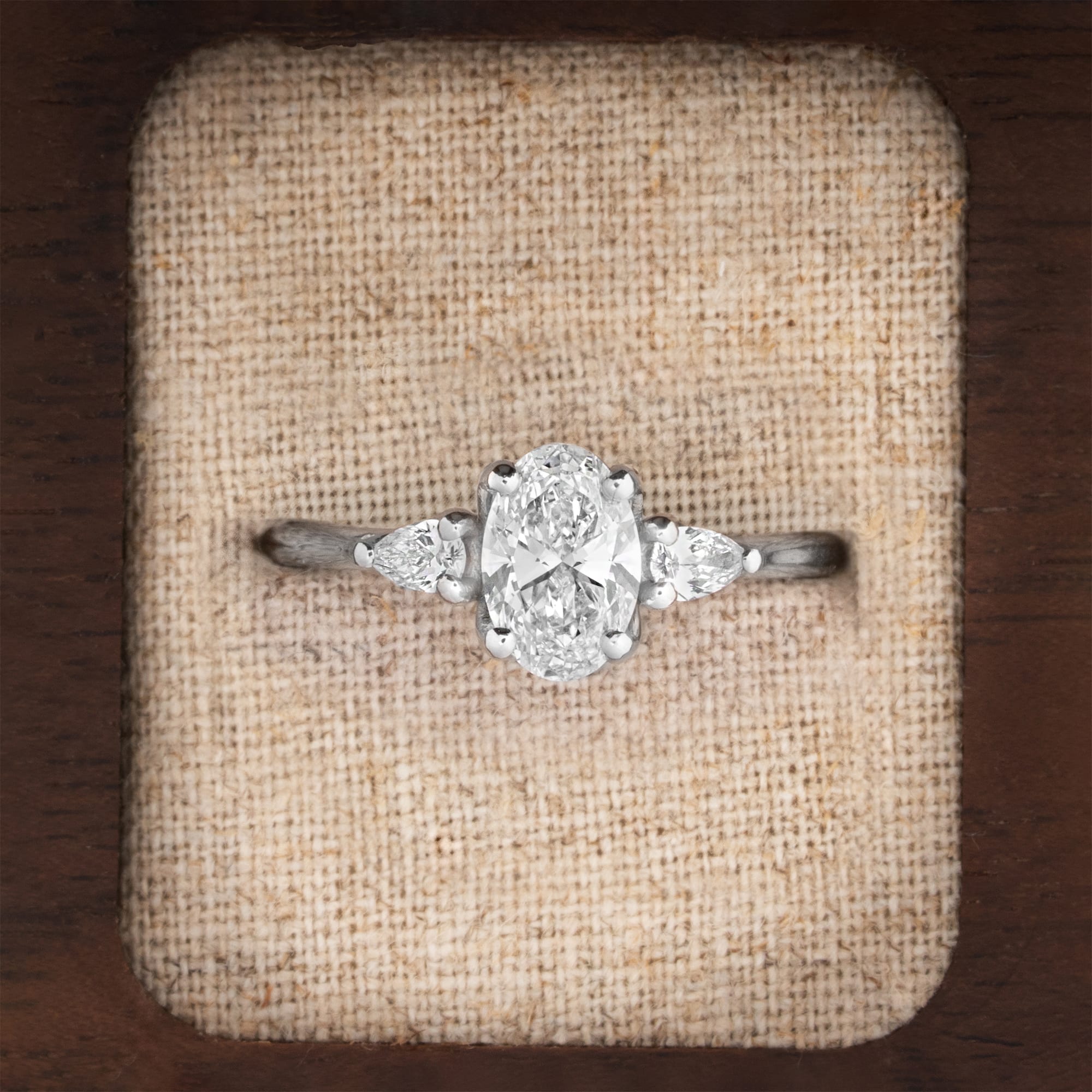 Oval and pear lab grown diamond tulip ring