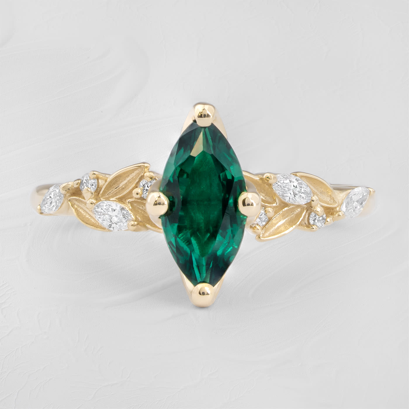 "Wildflower Whisper" Marquise Emerald and Diamond Ring  product image