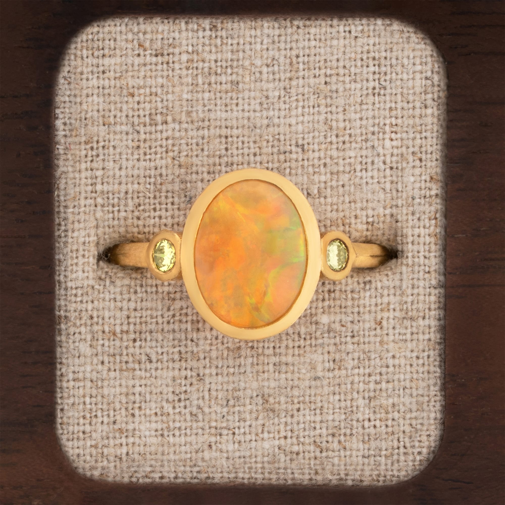 Opal and yellow diamond engagement ring  — 1