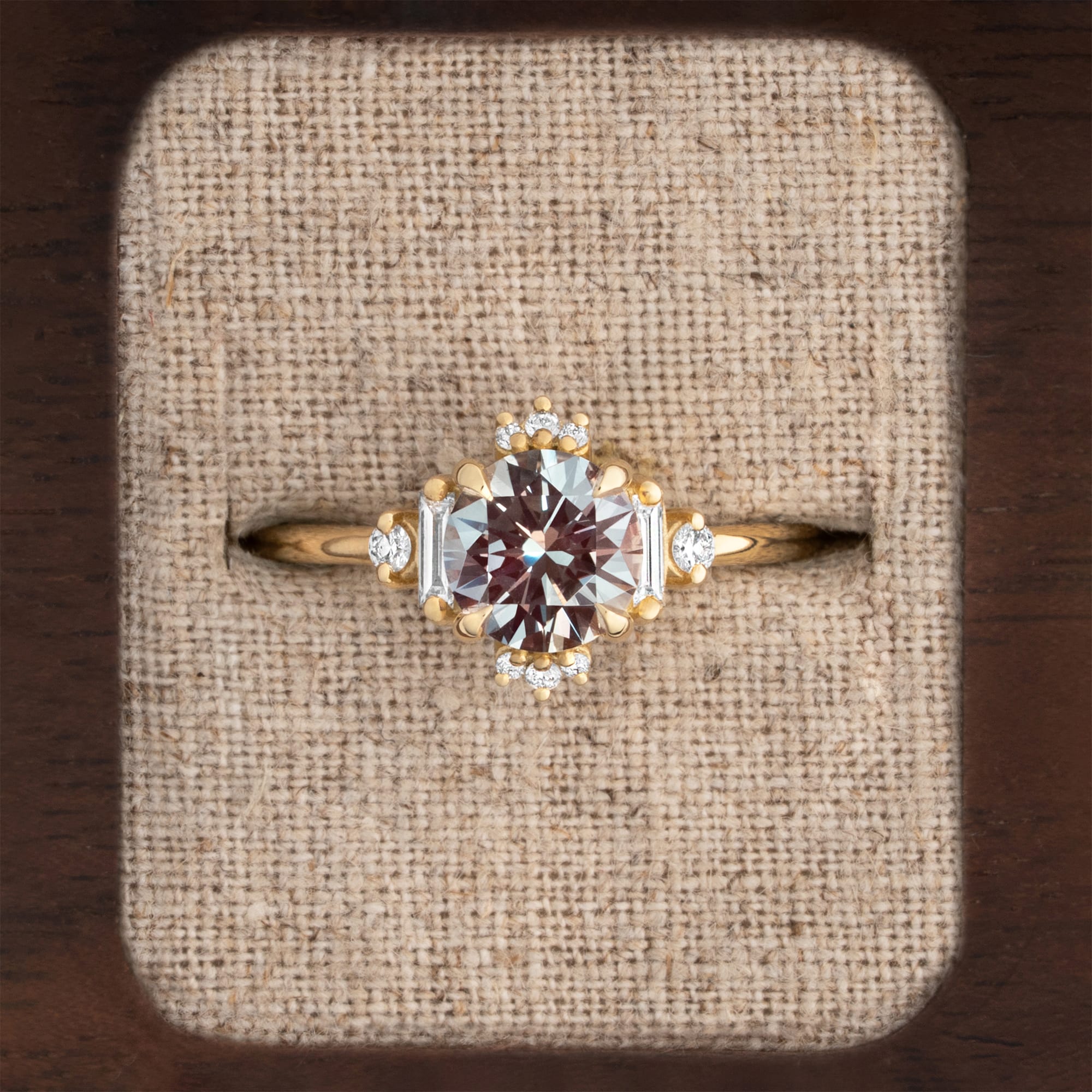 Alexandrite and diamond cluster ring