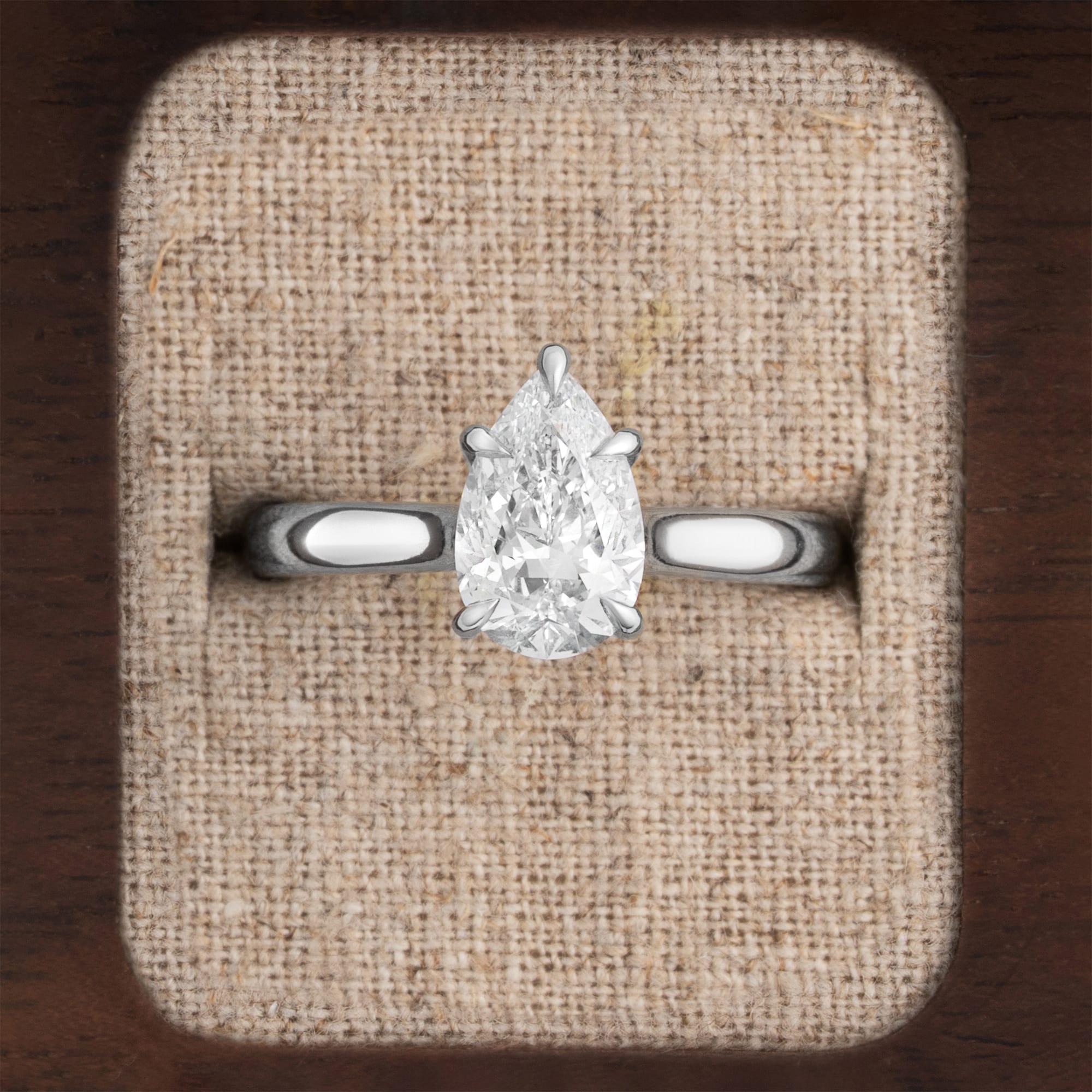 Pear lab diamond solitaire ring 