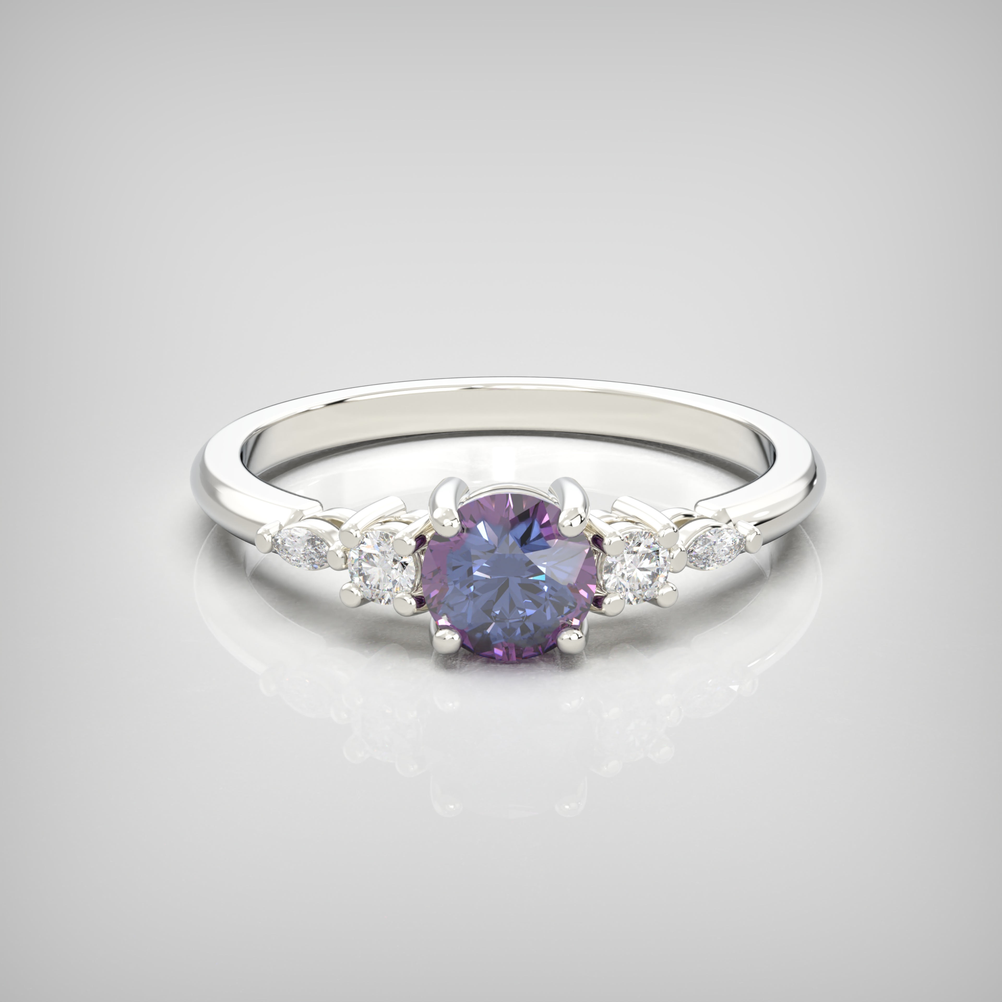 Alexandrite & Diamond Platinum Ring product image