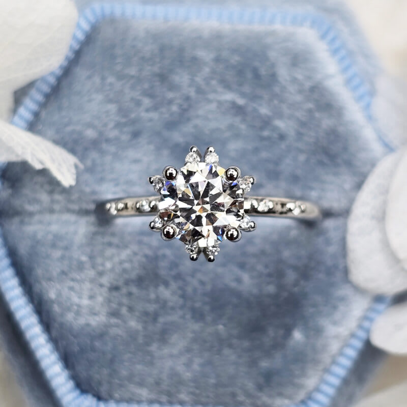 Round lab grown diamond ring in platinum product image