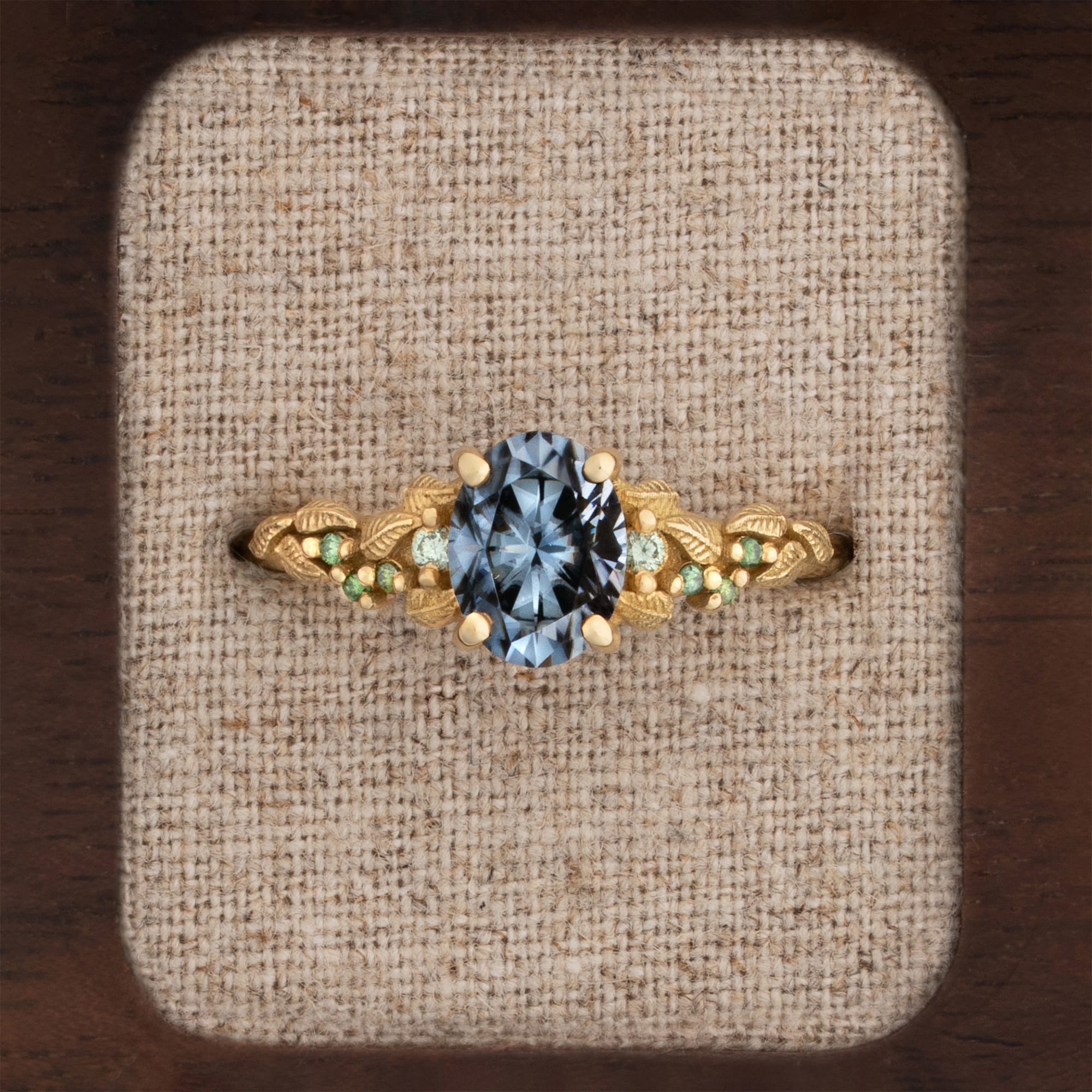 Nature inspired midnight grey moissanite ring — 1
