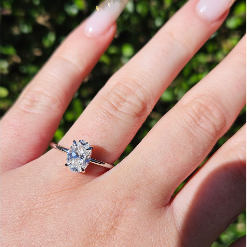 Oval lab grown diamond solitaire ring in platinum Aardvark Jewellery