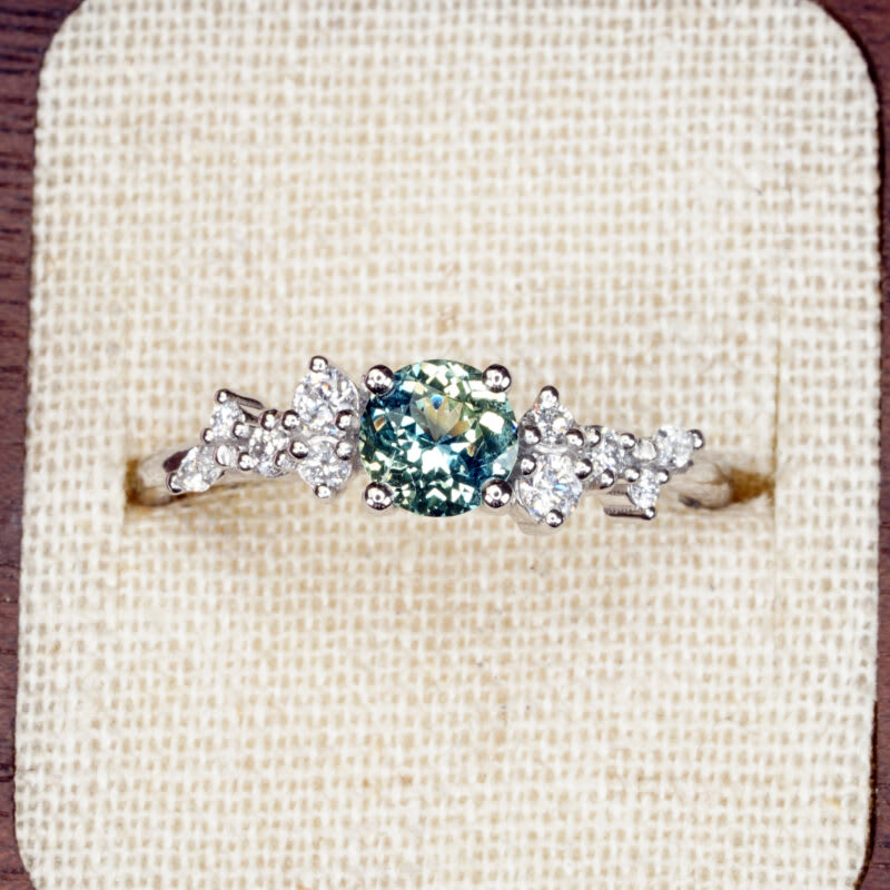 Bi colour precision sapphire and diamond floral ring | Aardvark Jewellery