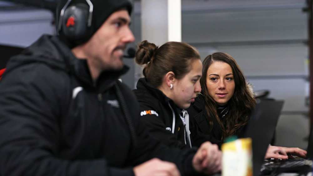 Team Manager Parra middle also serves as Schreiners race engineer