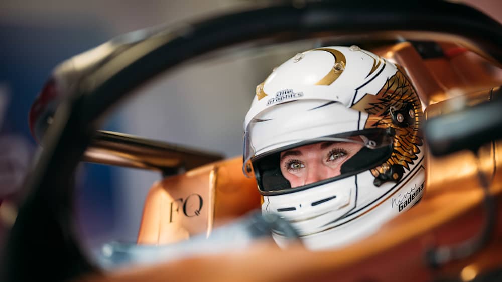 The 20-year-old took to the track in The Female Quotient rose gold liveried #4 car