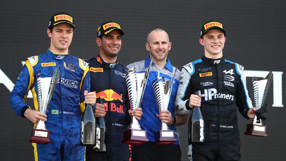 King on the podium with Daruvala after his victory in Abu Dhabi
