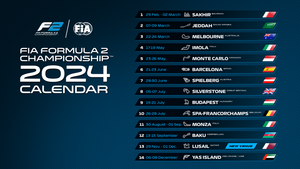 2024 FIA Formula 1 Calendar Announced  Federation Internationale de  l'Automobile