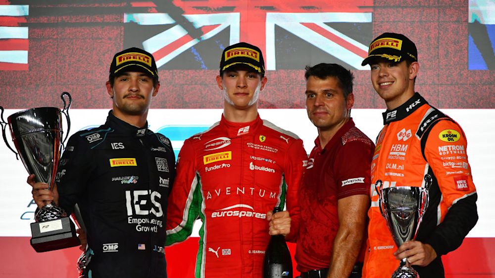 Bearman won his third race of the season ahead of Crawford and Verschoor