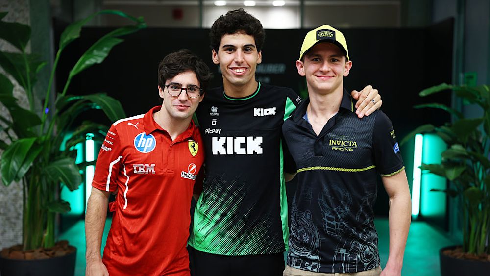 Câmara left joins Bortoleto centre and Fornaroli right as F3 Champions to race for Invicta in F2