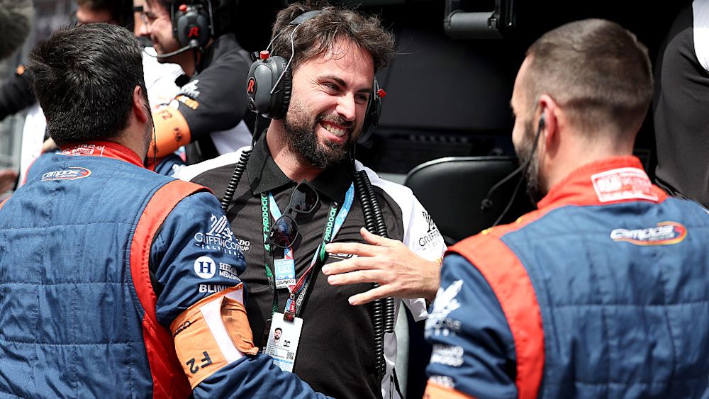 Team Principal Adrián Campos celebrates Tsolovs victory in Melbourne