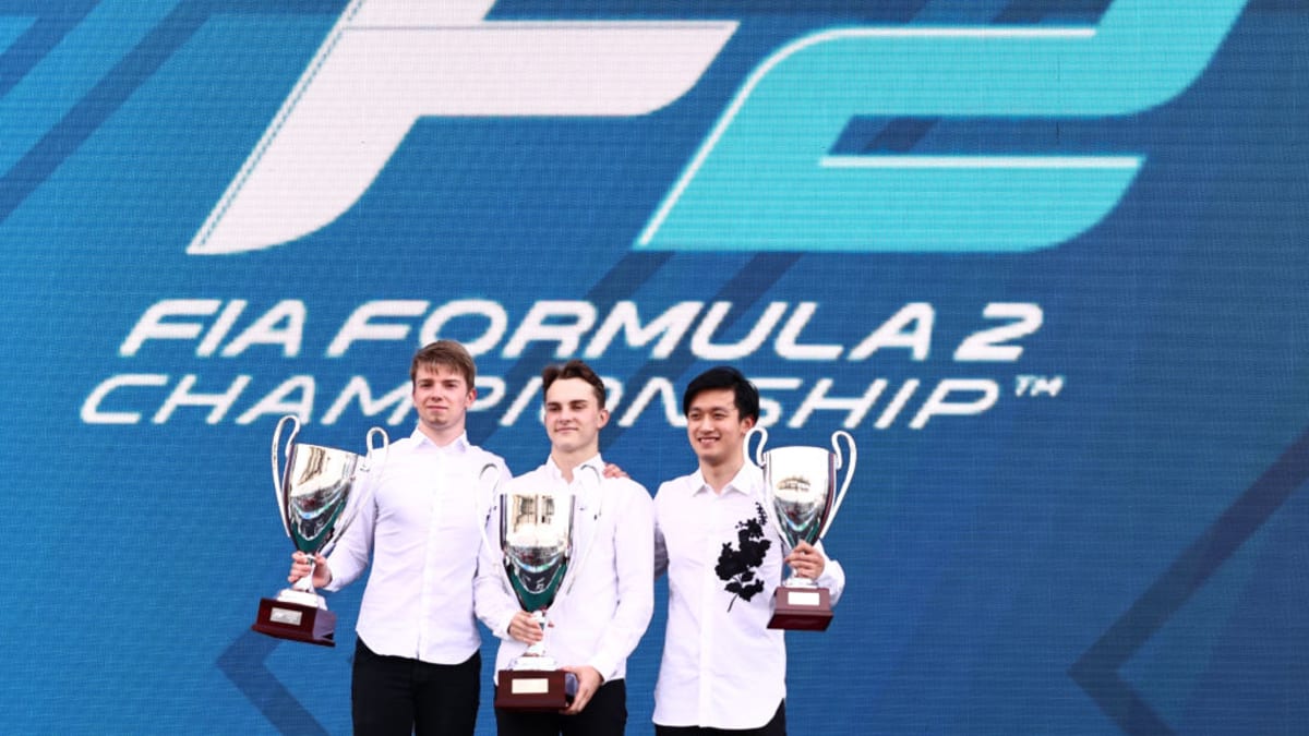 Robert Shwartzman, Oscar Piastri, Guanyu Zhou, Yas Marina 2021