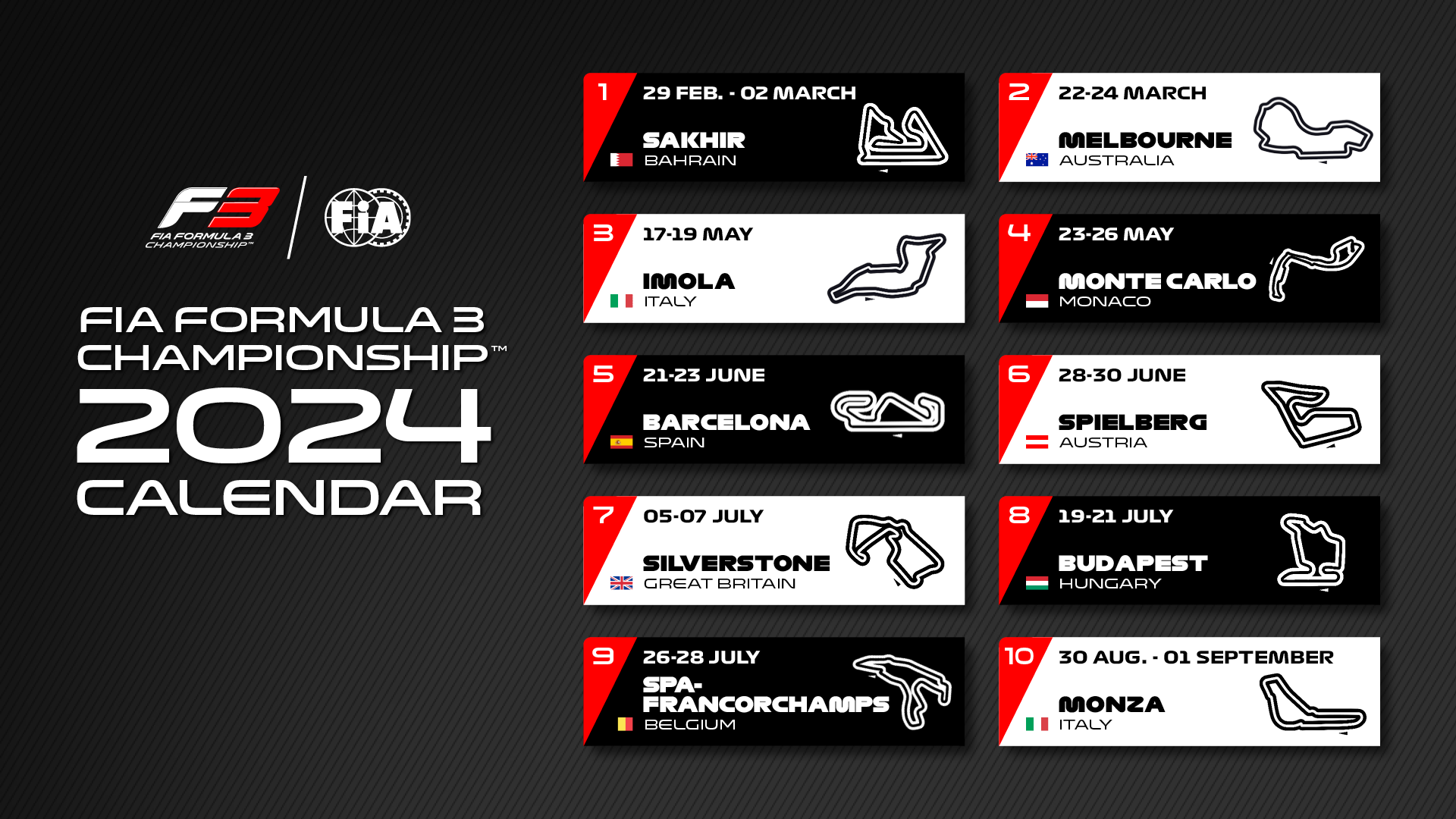 2024 FIA Formula 3 calendar announced