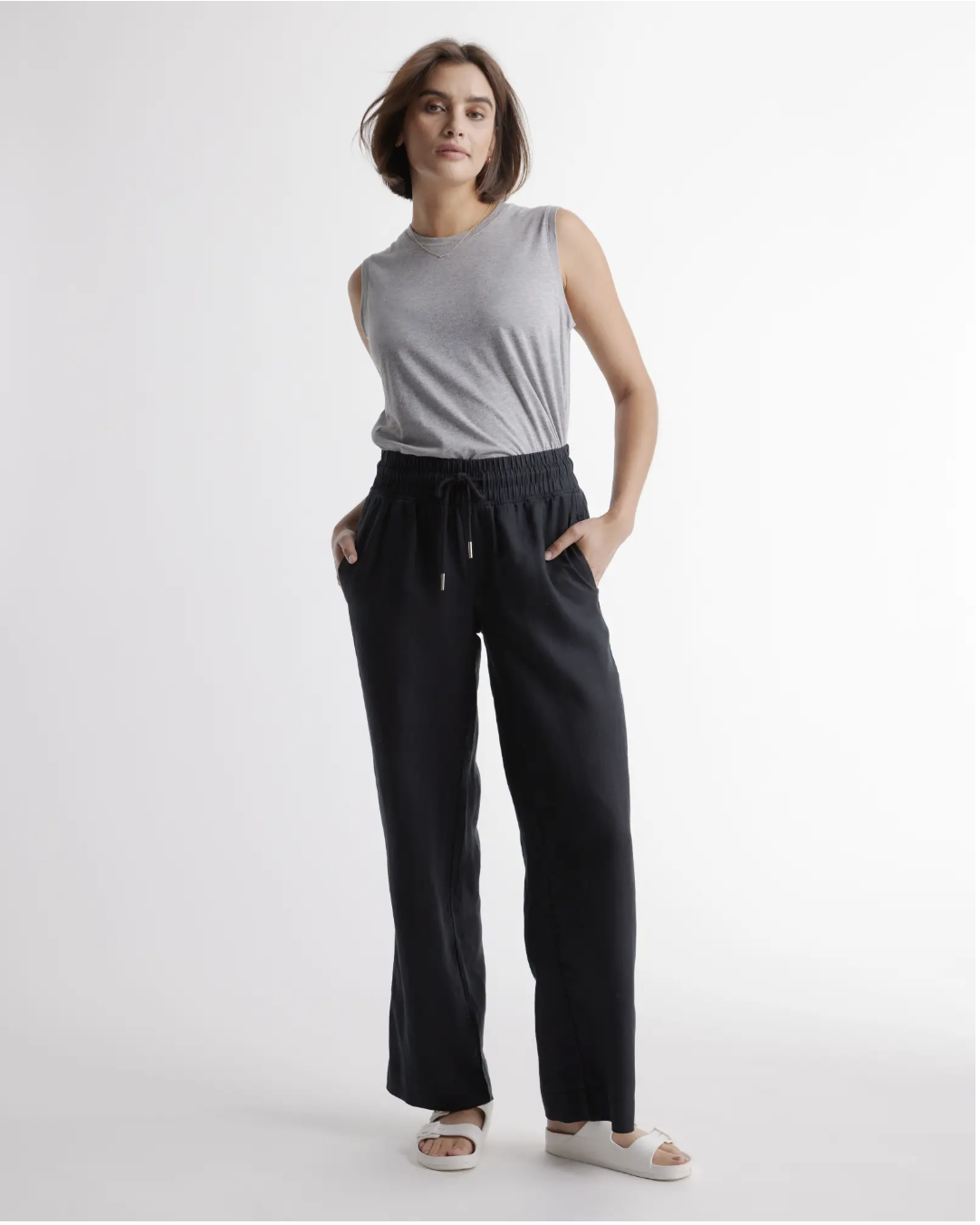 100% European Linen Wide Leg Pants 2