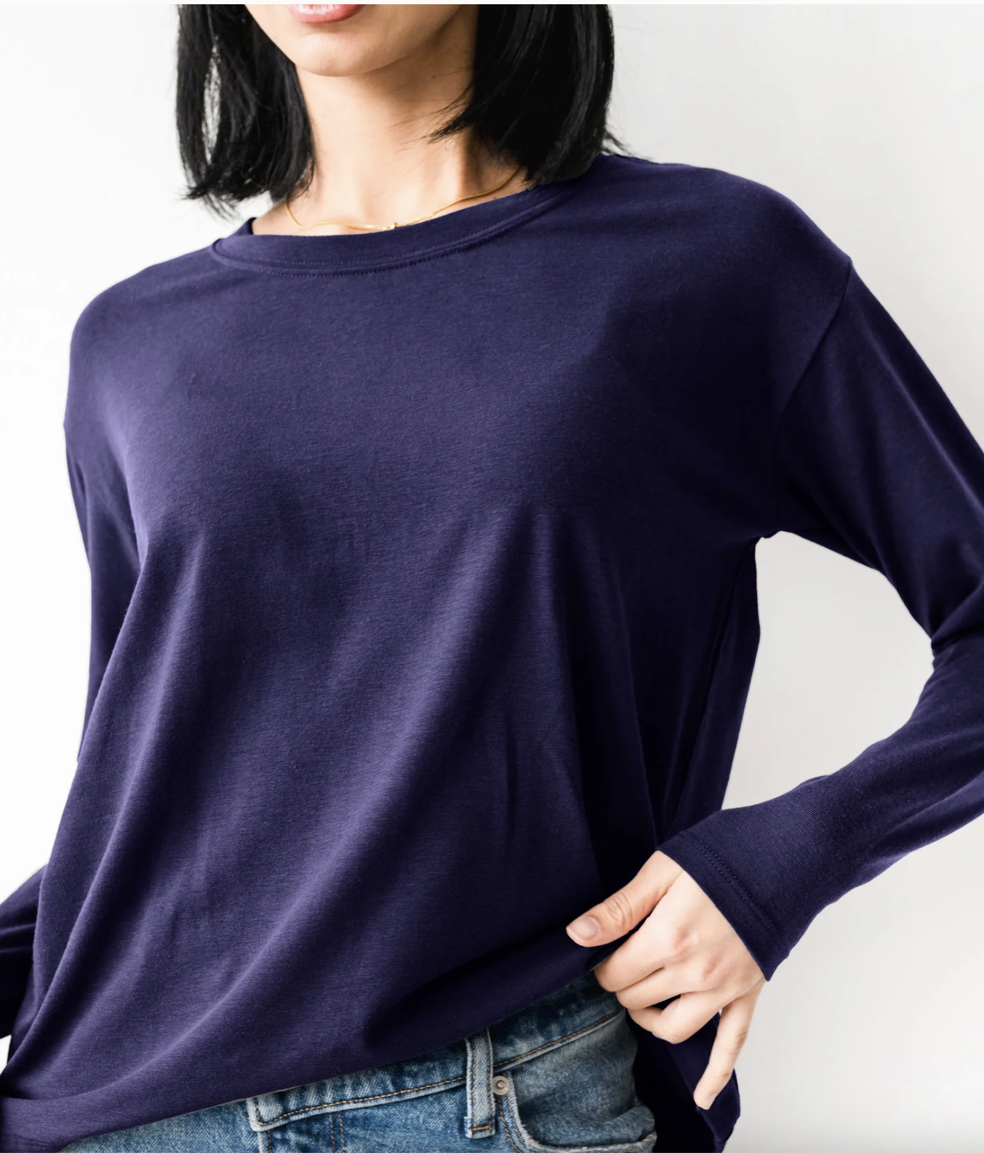 The Long Sleeve Box Tee in Admiral