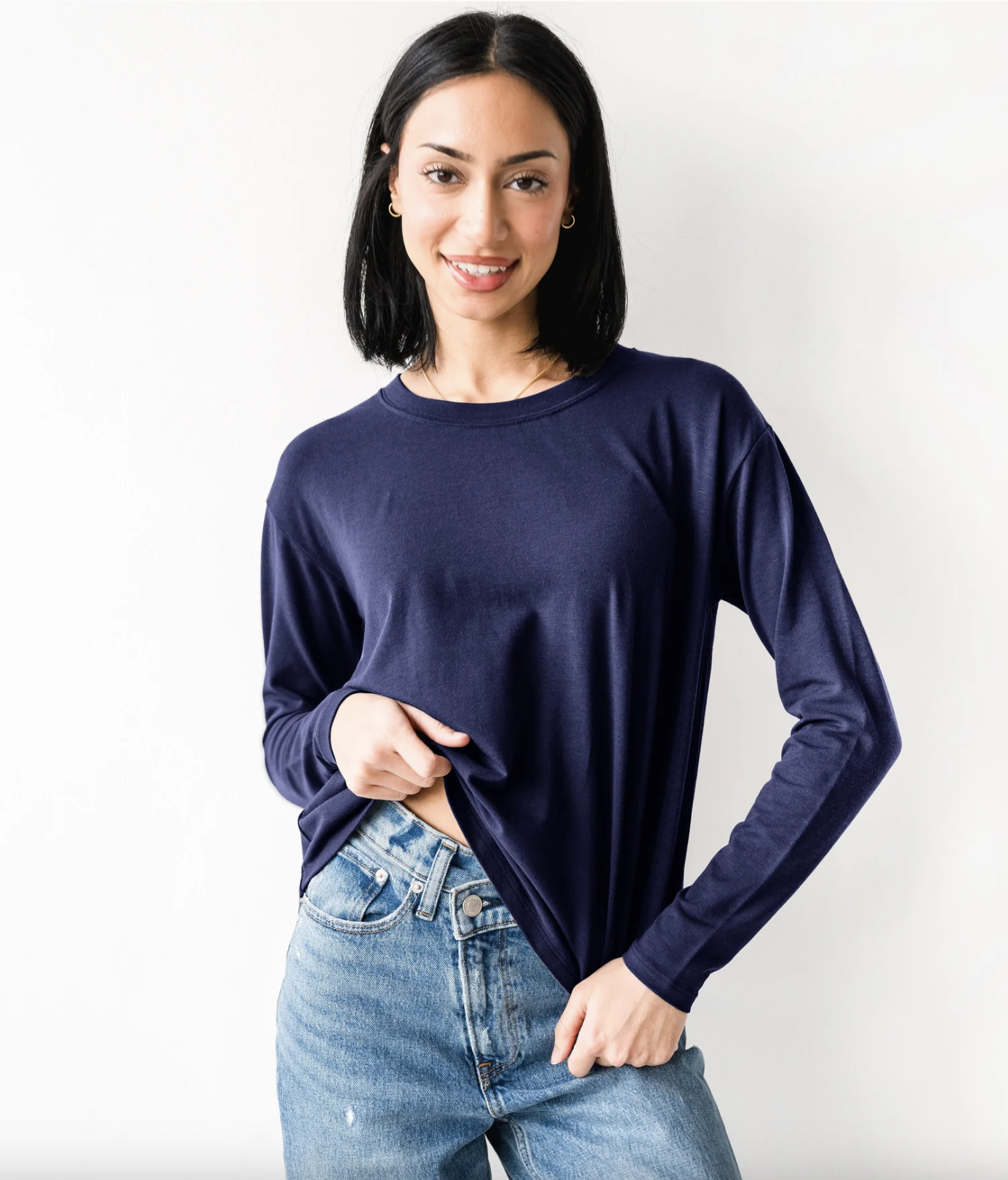 The Long Sleeve Box Tee in Admiral 2