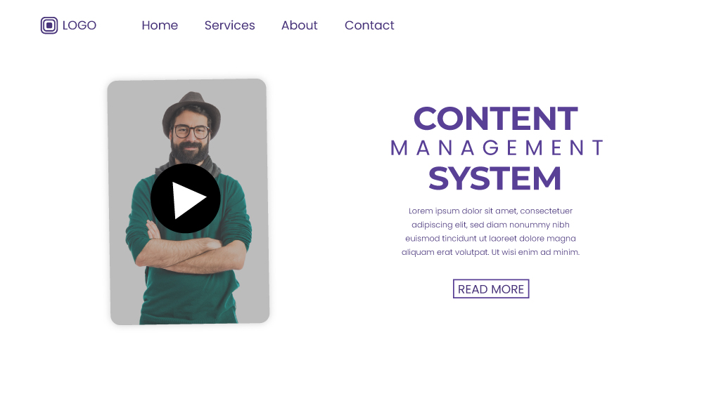landing page of a CMS startup