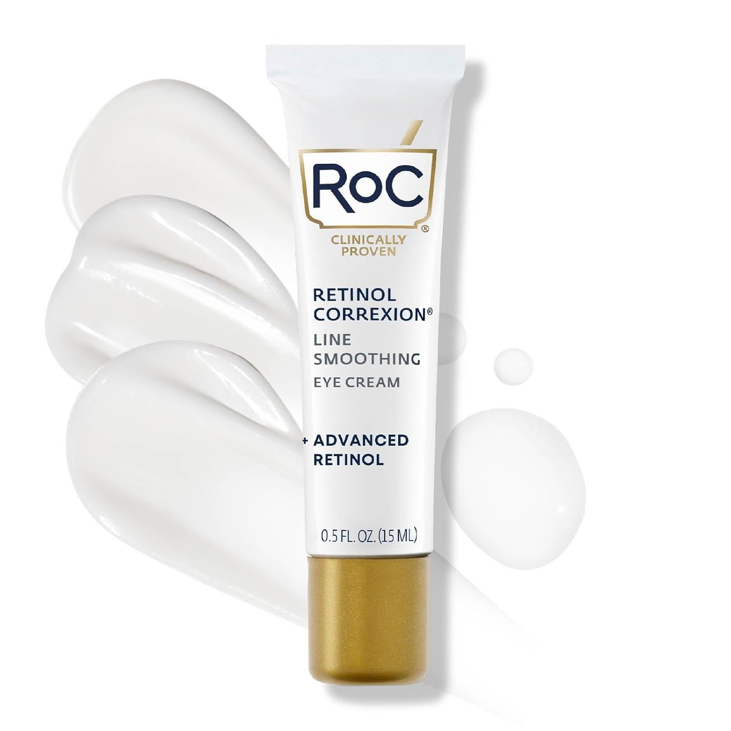 Clinically proven RoC eye cream with retinol for line smoothing around the eyes