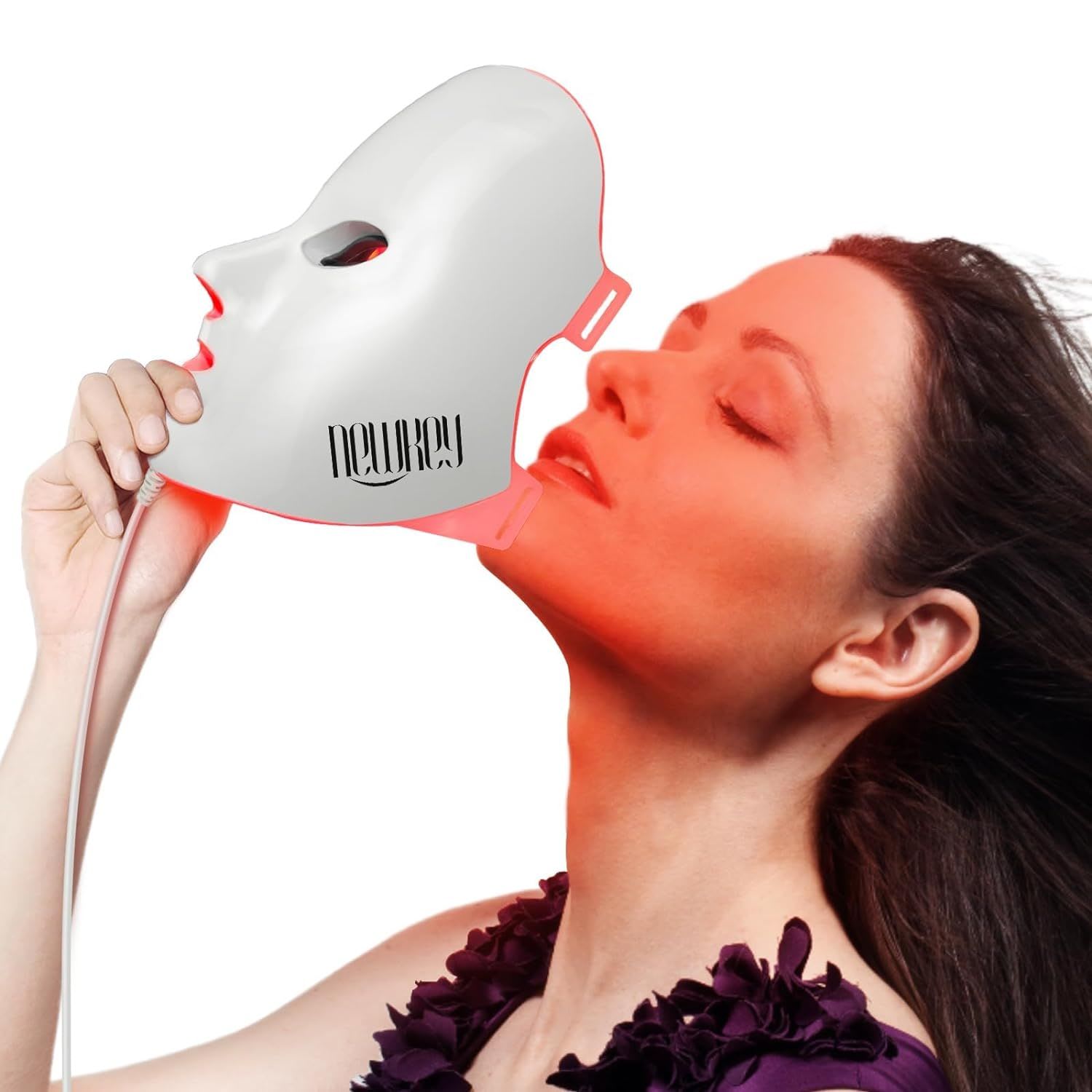 LED face mask with red light therapy for skin rejuvenation and anti-aging