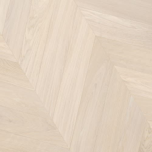 Mosaic Wood - Chevron Cosloc by Coswick Ltd. - White Frost 5/8" 3-Layer Single Strip Flooring Cosloc 21 9/16“