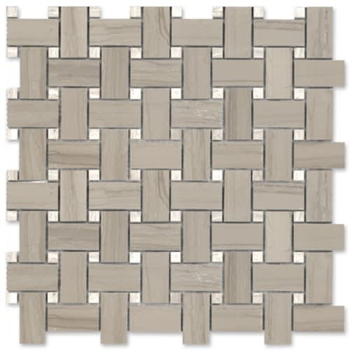 Athena Gris by Thompson Tile & Stone - Basketweave W/ Bianco Wood Dots