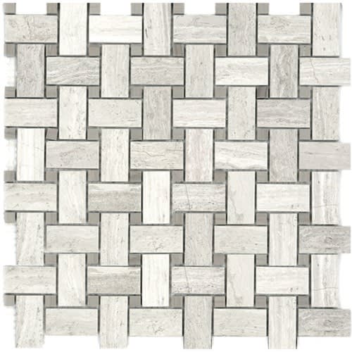 Bianco Wood Basketweave W/ Athena Gris Dots