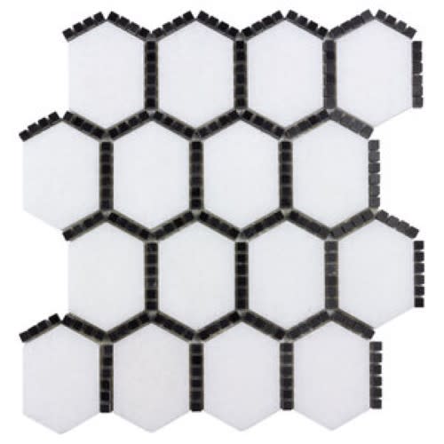 The Finish Line by Thompson Tile & Stone - Sable Black Jeweled Hex