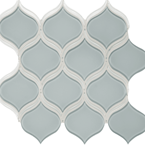 Peace of Mind by Florida Tile - Calm Green W/Pure White M12 Arabesque Mosaics