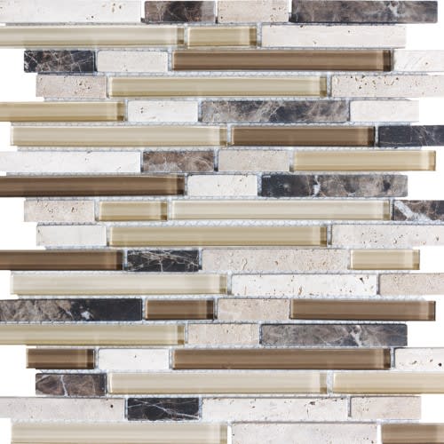 Bliss by Florida Tile - Cappuccino 12X12 Random Strip Mosaics