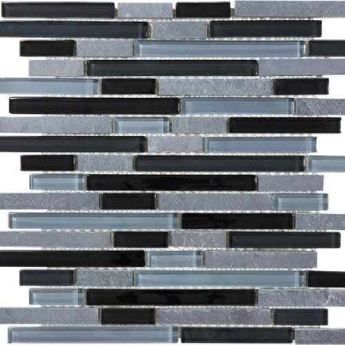 Bliss by Florida Tile - Black Timber 12X12 Random Strip Mosaics